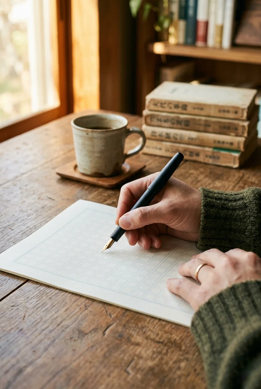 ペンで執筆する手元